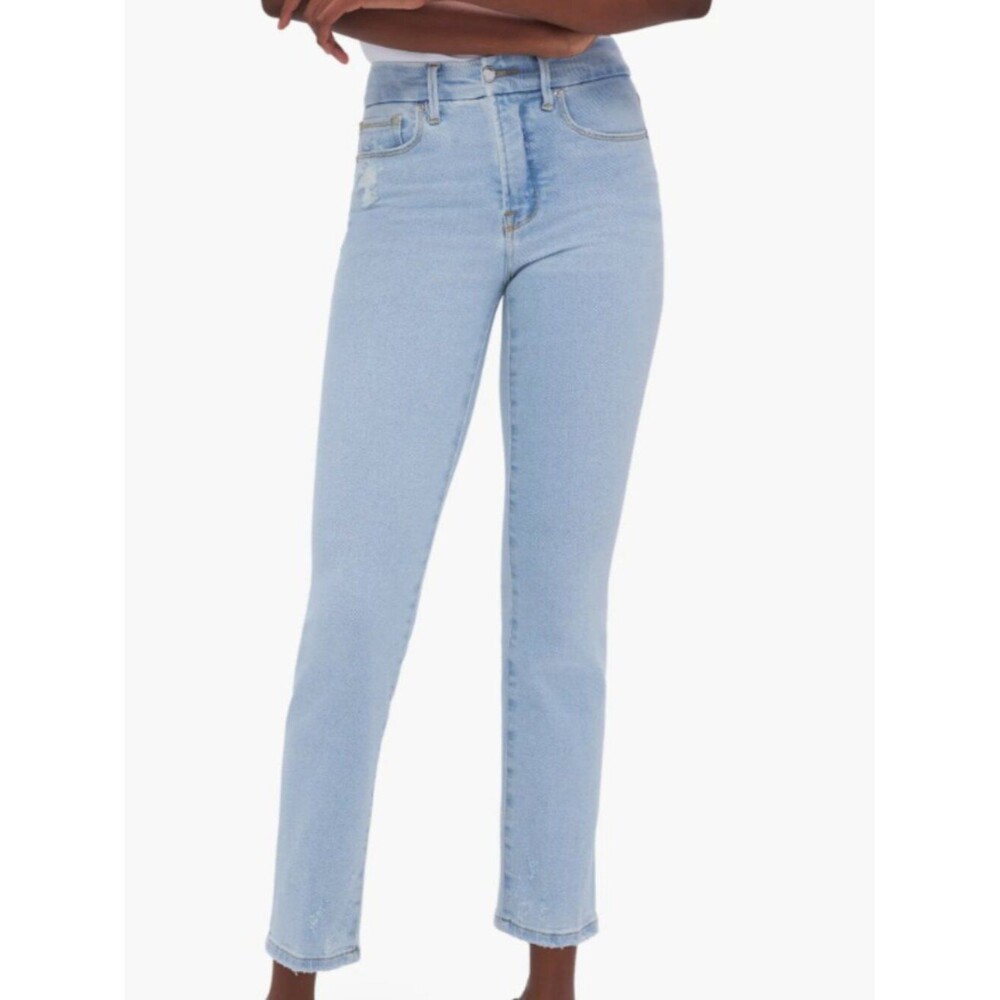 Good American Good Classic High Waist Ankle Skinny Jeans Zip Light Wash Sz 2/26